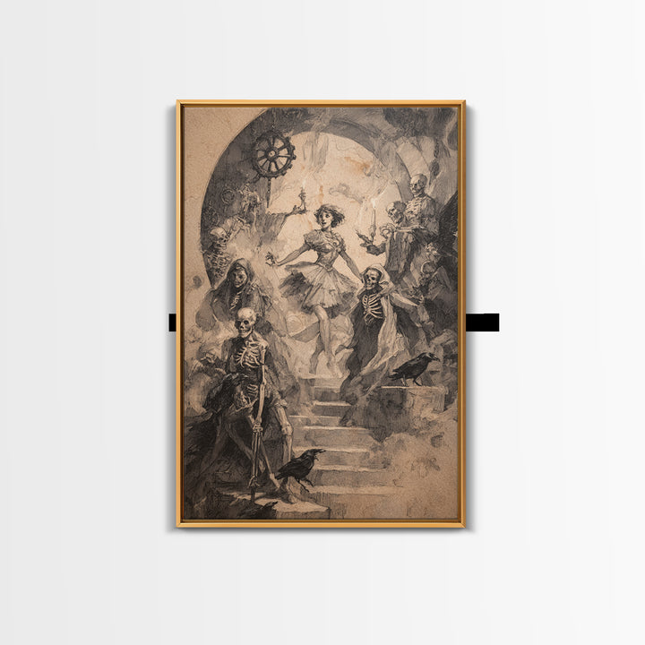 The Haunted Music Box, Decadent Gothic Art, Vertical Wall Art, Dark Halloween Decor, Canvas Print, Halloween Wall Art