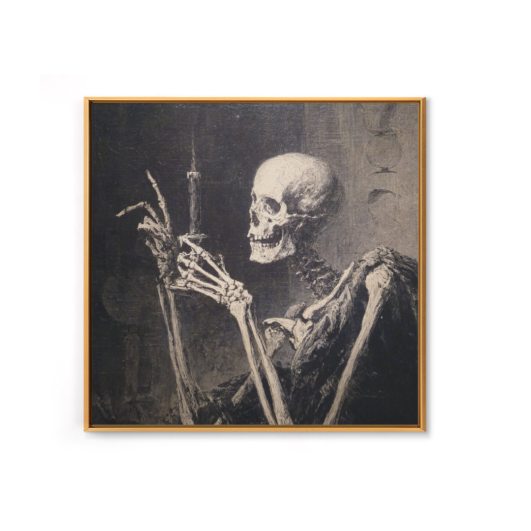 The Skeletal Hand Candleholder, Decadent Gothic Art, Square Wall Art, Gothic Horror Wall Art, Canvas Print, Halloween Wall Art