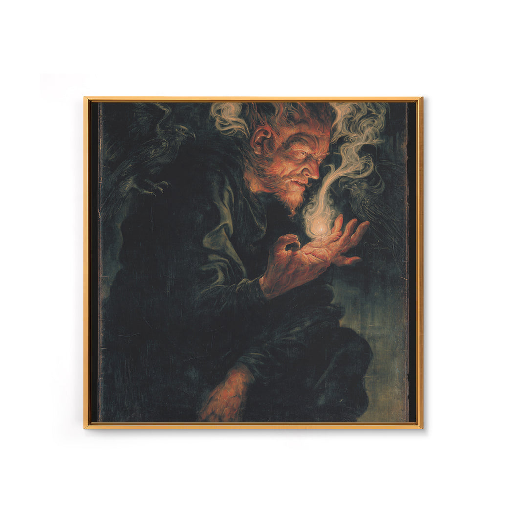 The Black Wax Candle, Dark Renaissance Art, Square Wall Art, Macabre Wall Art, Canvas Print, Halloween Wall Art