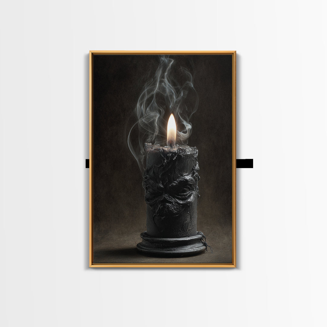 The Black Wax Candle, Dark Romantic Horror Art, Vertical Wall Art, Gothic Horror Wall Art, Canvas Print, Halloween Wall Art