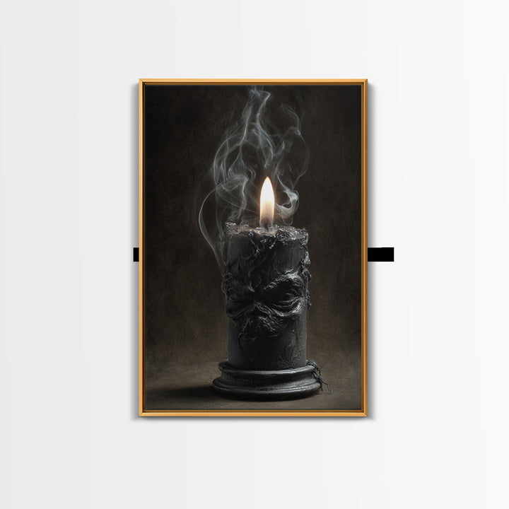 The Black Wax Candle, Dark Romantic Horror Art, Vertical Wall Art, Gothic Horror Wall Art, Canvas Print, Halloween Wall Art