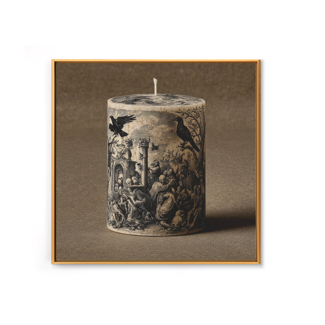 The Black Wax Candle, Gothic Nightmare Art, Square Wall Art, Dark Halloween Decor, Canvas Print, Halloween Wall Art, Spooky Wall Decor