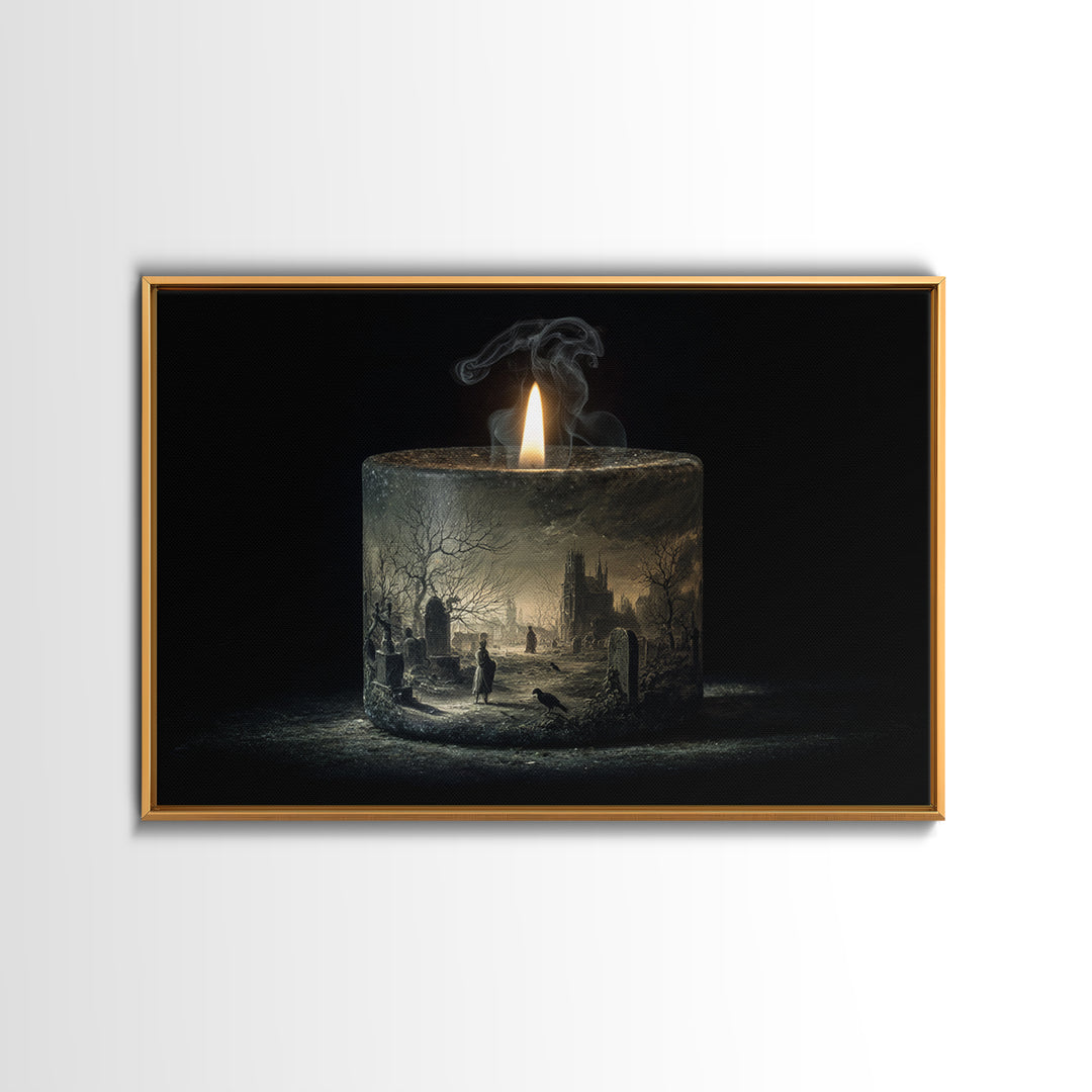 The Black Wax Candle, Romantic Gothic Landscape, Landscape Wall Art, Macabre Wall Art, Canvas Print, Halloween Wall Art