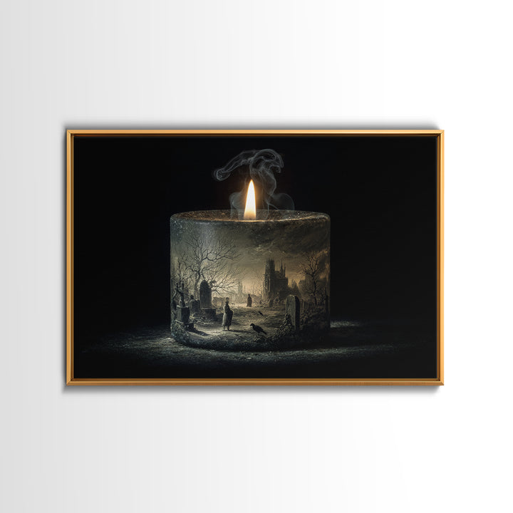 The Black Wax Candle, Romantic Gothic Landscape, Landscape Wall Art, Macabre Wall Art, Canvas Print, Halloween Wall Art