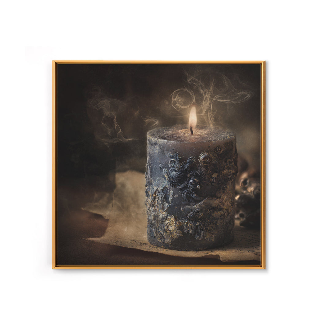 The Black Wax Candle, Symbolist Dream Art, Square Wall Art, Dark Fantasy Wall Art, Canvas Print, Halloween Wall Art, Gothic Home Decor