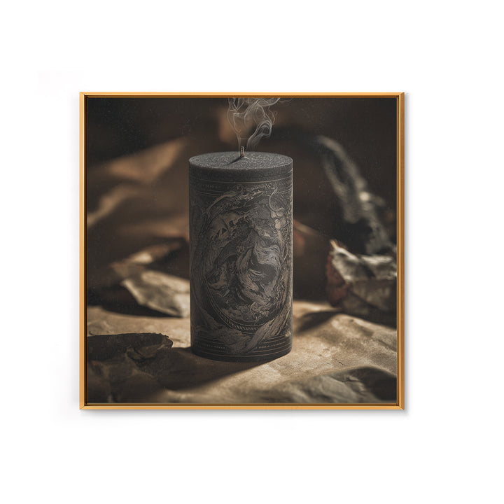 The Black Wax Candle, Decadent Gothic Art, Square Wall Art, Gothic Horror Wall Art, Framed Canvas Print, Halloween Wall Art