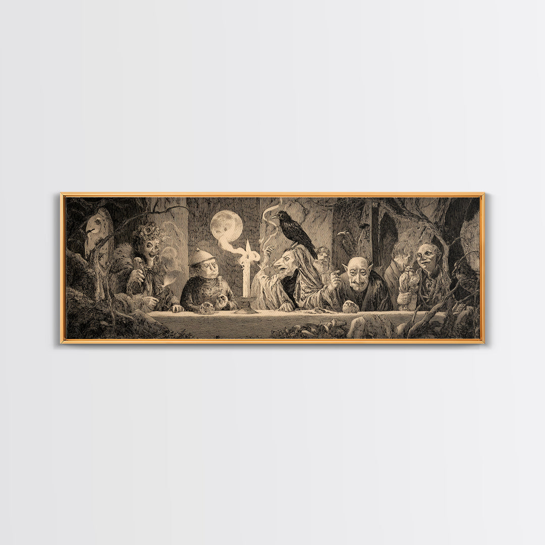 The Black Wax Candle, Expressionist Nightmare Art, Extra Wide Wall Art, Gothic Horror Wall Art, Framed Canvas Print, Halloween Wall Art