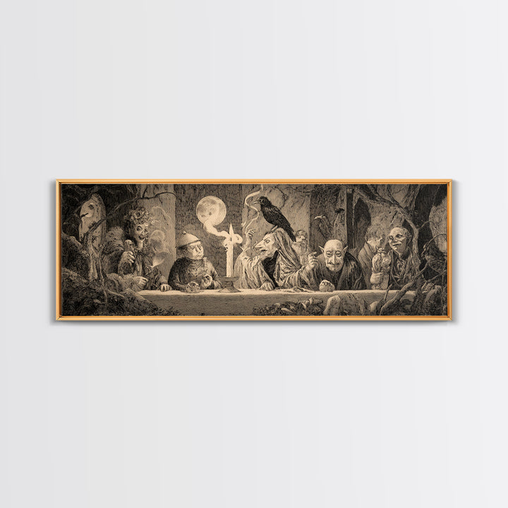 The Black Wax Candle, Expressionist Nightmare Art, Extra Wide Wall Art, Gothic Horror Wall Art, Framed Canvas Print, Halloween Wall Art
