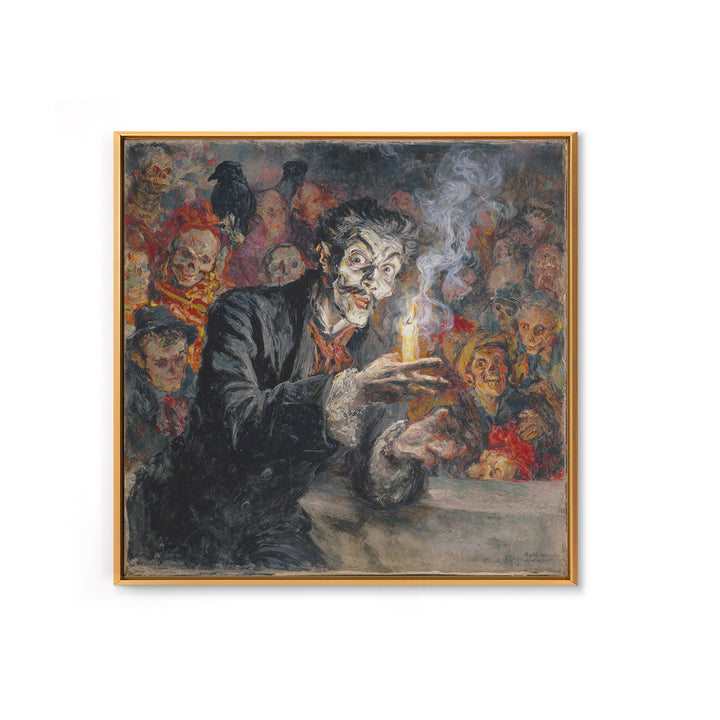 The Black Wax Candle, Grotesque Carnival Art, Square Wall Art, Gothic Horror Wall Art, Framed Canvas Print, Halloween Wall Art