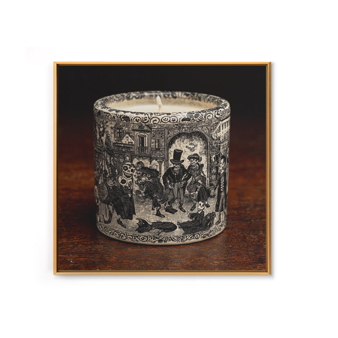 The Black Wax Candle, Macabre Folk Print Art, Square Wall Art, Gothic Horror Wall Art, Framed Canvas Print, Halloween Wall Art