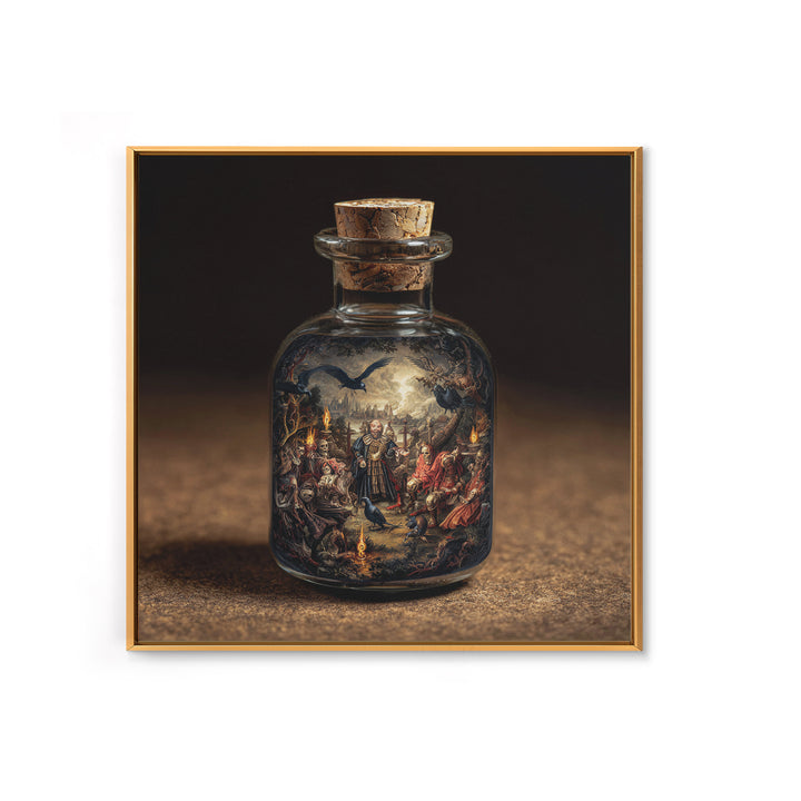 The Bottled Ghost, Danse Macabre Art, Square Wall Art, Gothic Horror Wall Art, Canvas Print, Halloween Wall Art