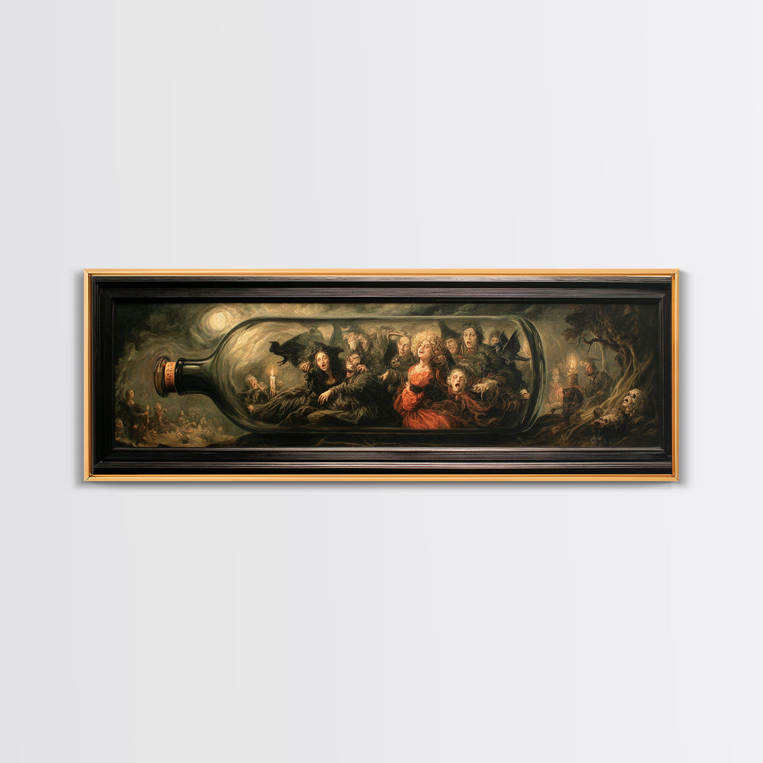 The Bottled Ghost, Dark Romantic Horror Art, Extra Wide Wall Art, Gothic Horror Wall Art, Canvas Print, Halloween Wall Art