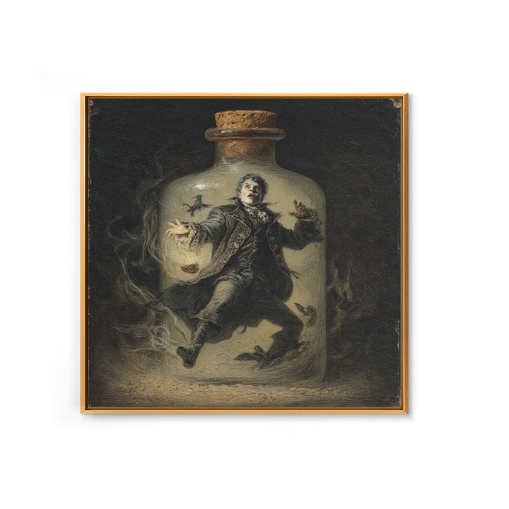 The Bottled Ghost, Gothic Nightmare Art, Square Wall Art, Gothic Horror Wall Art, Canvas Print, Halloween Wall Art, Seasonal Home Decor