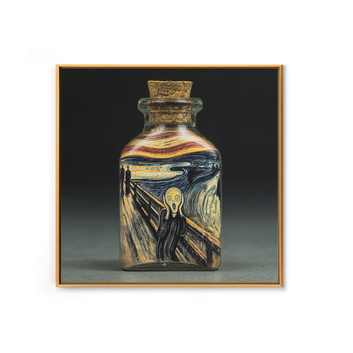 The Bottled Ghost, Expressionist Gothic Art, Square Wall Art, Gothic Horror Wall Art, Framed Canvas Print, Halloween Wall Art