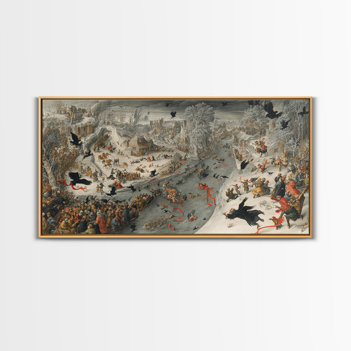 The Coffin Key, Northern Renaissance Horror, Wide Panoramic Art, Gothic Horror Wall Art, Framed Canvas Print, Halloween Wall Art