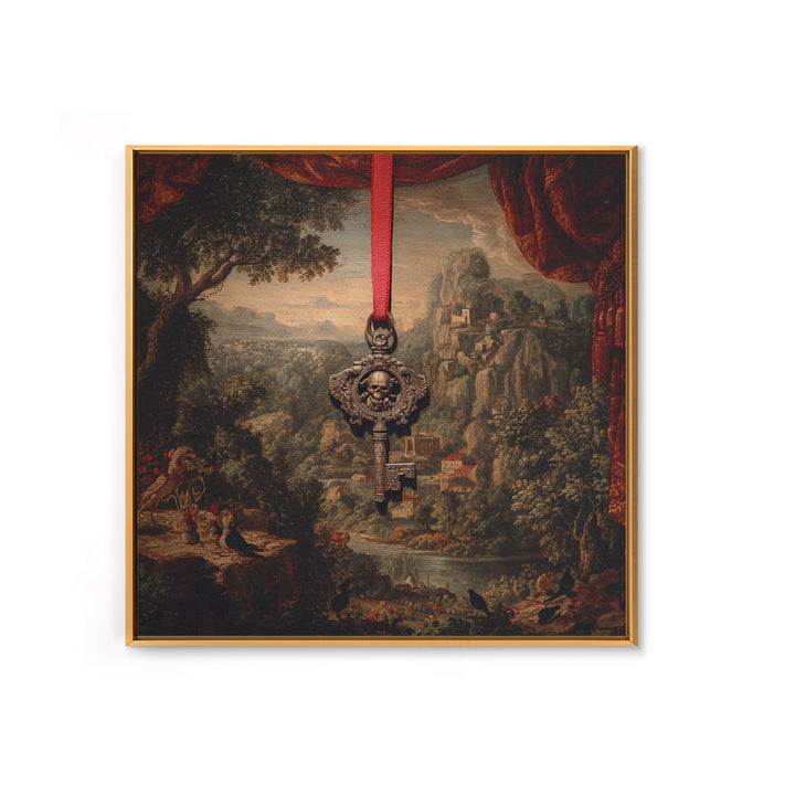 The Coffin Key, Baroque Witchcraft Art, Square Wall Art, Dark Fantasy Wall Art, Canvas Print, Halloween Wall Art, Horror Wall Art