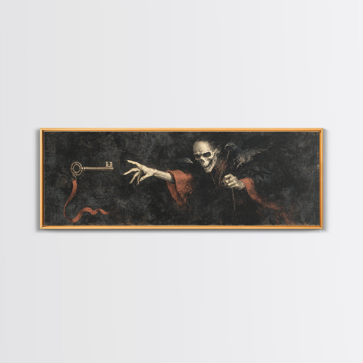 The Coffin Key, Dark Romantic Horror Art, Extra Wide Wall Art, Gothic Horror Wall Art, Framed Canvas Print, Halloween Wall Art