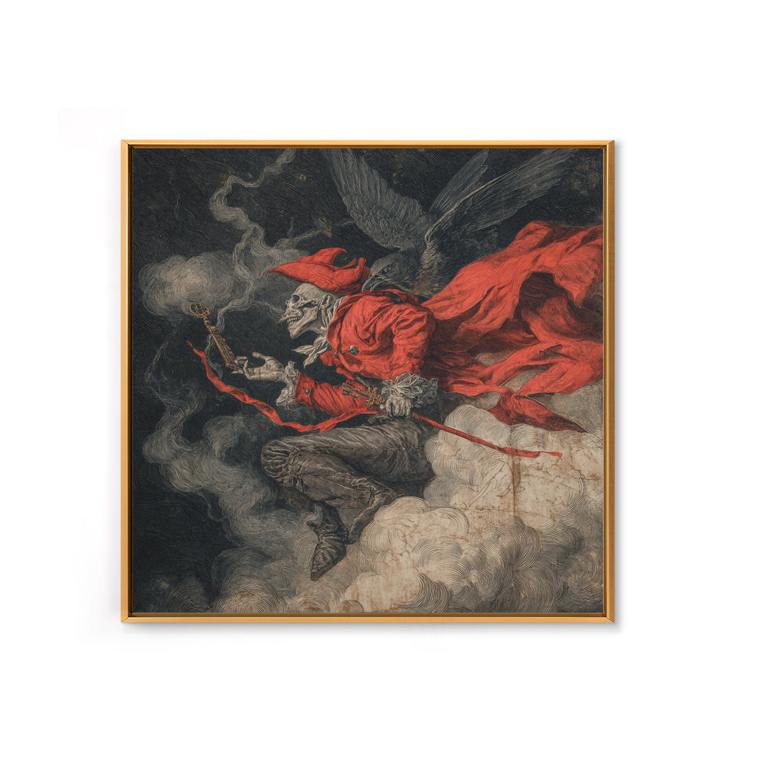 The Coffin Key, Gothic Nightmare Art, Square Wall Art, Dark Fantasy Wall Art, Framed Canvas Print, Halloween Wall Art