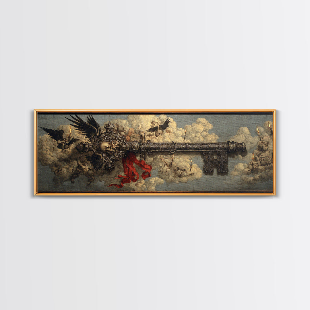 The Coffin Key, Visionary Gothic Art, Extra Wide Wall Art, Macabre Wall Art, Framed Canvas Print, Halloween Wall Art
