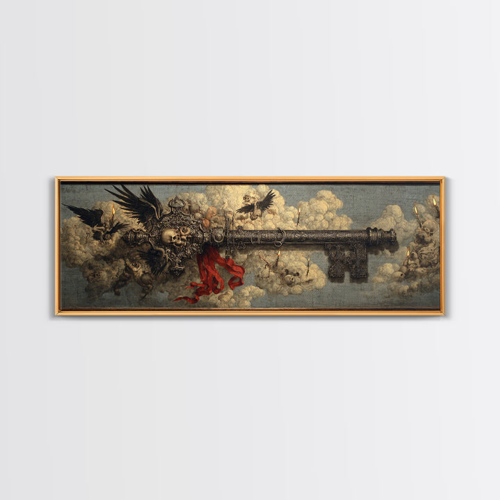 The Coffin Key, Visionary Gothic Art, Extra Wide Wall Art, Macabre Wall Art, Framed Canvas Print, Halloween Wall Art