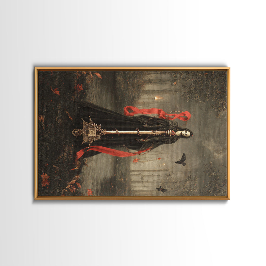 The Coffin Key, Symbolist Gothic Landscape, Landscape Wall Art, Macabre Wall Art, Framed Canvas Print, Halloween Wall Art