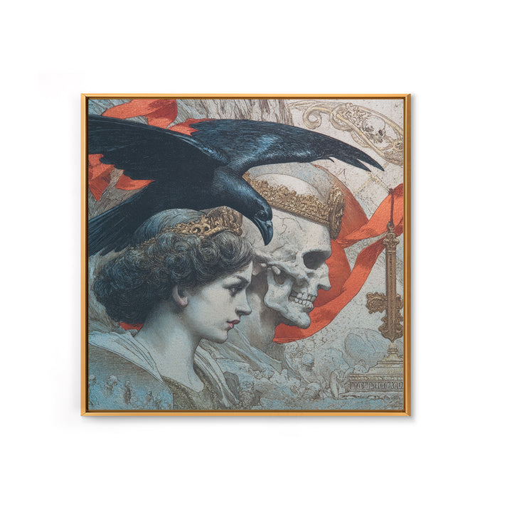 The Coffin Key, Symbolist Death Art, Square Wall Art, Dark Halloween Decor, Framed Canvas Print, Halloween Wall Art
