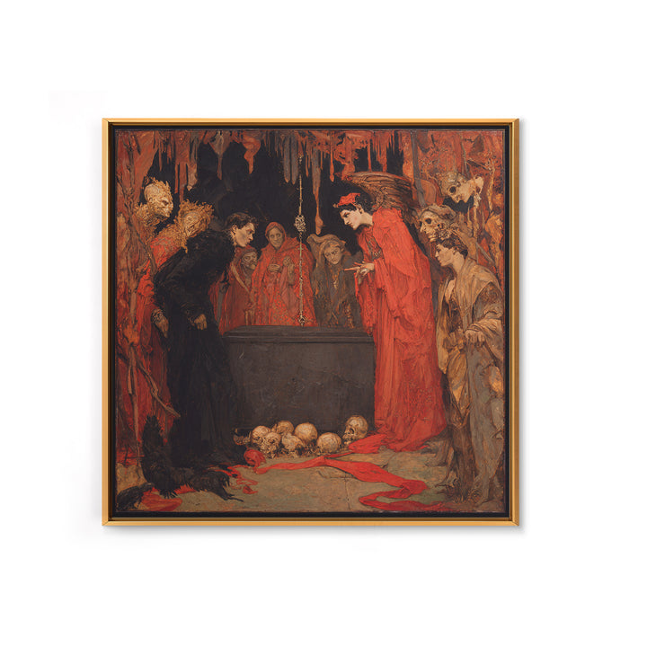 The Coffin Key, Dark Symbolist Art, Square Wall Art, Dark Fantasy Wall Art, Canvas Print, Halloween Wall Art, Horror Wall Art