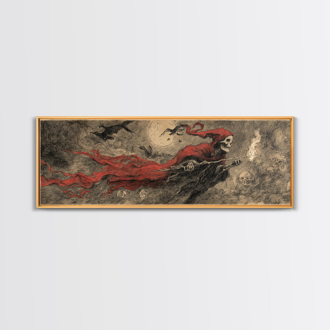 The Coffin Key, Expressionist Nightmare Art, Extra Wide Wall Art, Dark Halloween Decor, Framed Canvas Print, Halloween Wall Art