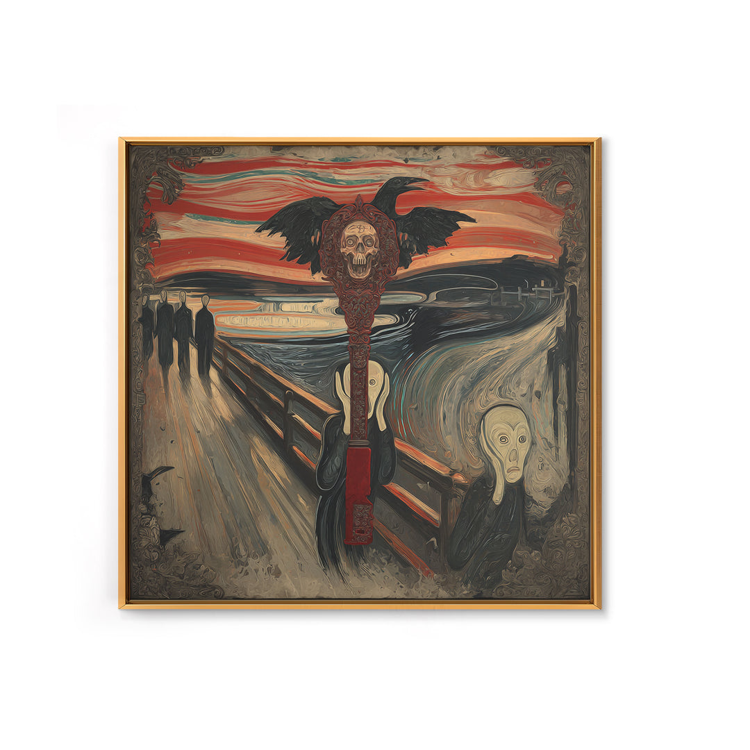 The Coffin Key, Expressionist Gothic Art, Square Wall Art, Dark Halloween Decor, Framed Canvas Print, Halloween Wall Art, Dark Fantasy Art