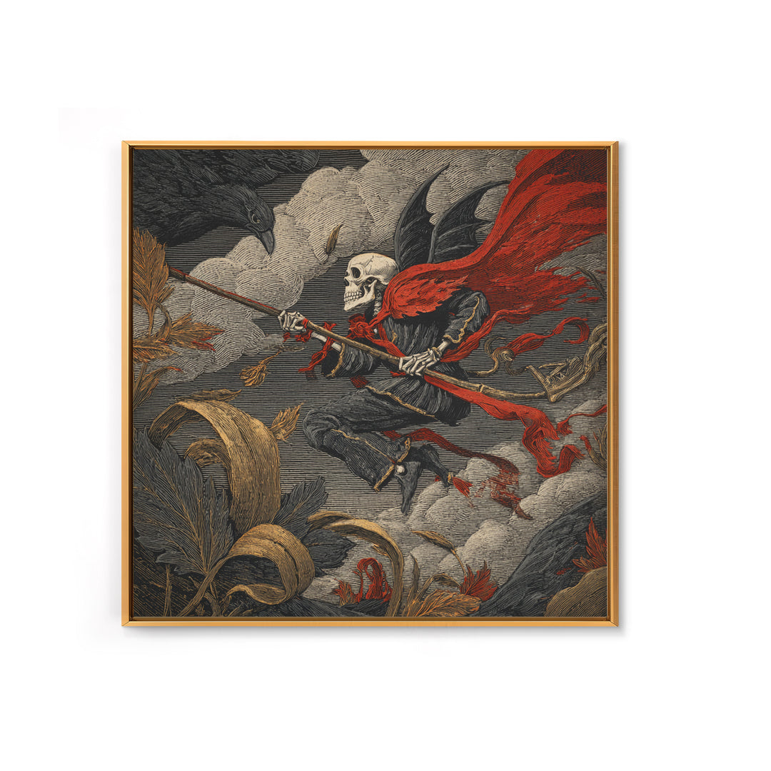 The Coffin Key, Macabre Folk Print Art, Square Wall Art, Dark Fantasy Wall Art, Framed Canvas Print, Halloween Wall Art