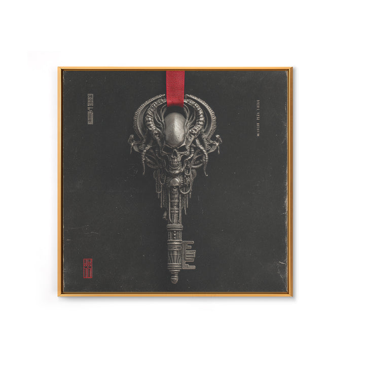 The Coffin Key, Biomechanical Horror Art, Square Wall Art, Dark Halloween Decor, Framed Canvas Print, Halloween Wall Art, Gothic Home Decor