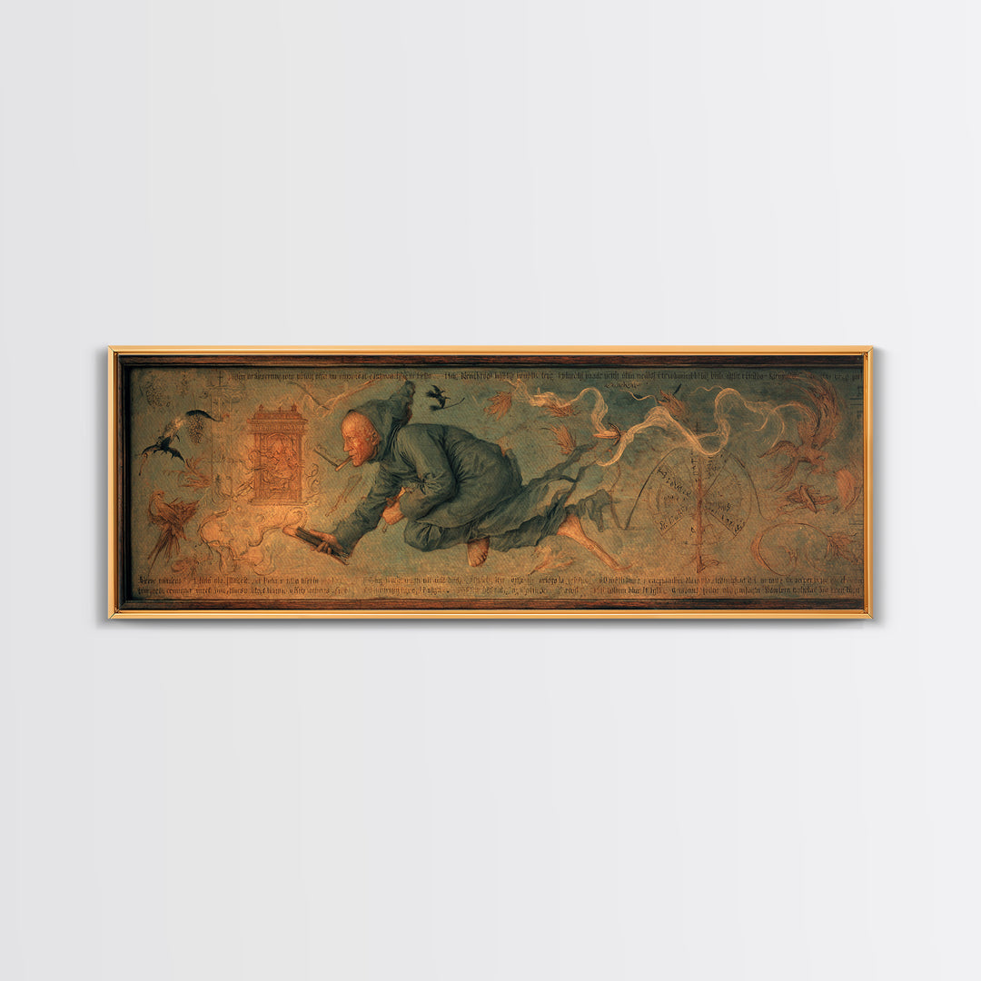 The Antique Spirit Board, Medieval Grotesque Art, Extra Wide Wall Art, Dark Fantasy Wall Art, Canvas Print, Halloween Wall Art
