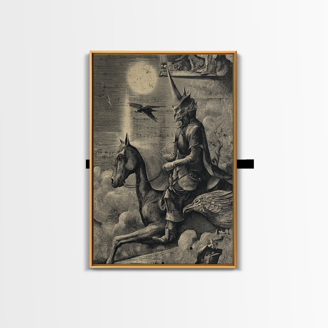 The Antique Spirit Board, Renaissance Engraving Art, Vertical Wall Art, Dark Fantasy Wall Art, Canvas Print, Halloween Wall Art