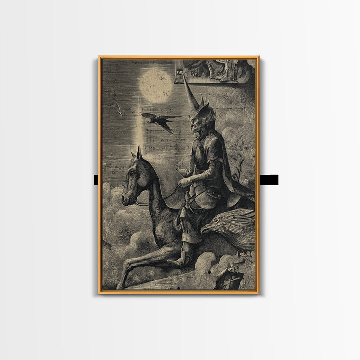 The Antique Spirit Board, Renaissance Engraving Art, Vertical Wall Art, Dark Fantasy Wall Art, Canvas Print, Halloween Wall Art