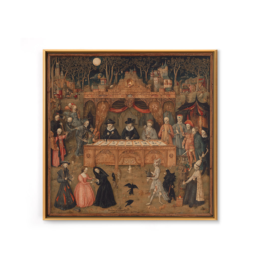 The Antique Spirit Board, Danse Macabre Art, Square Wall Art, Dark Fantasy Wall Art, Framed Canvas Print