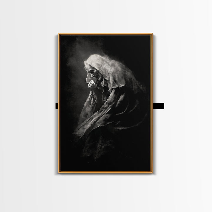 The Antique Spirit Board, Dark Romantic Horror Art, Vertical Wall Art, Dark Fantasy Wall Art, Framed Canvas Print, Halloween Wall Art