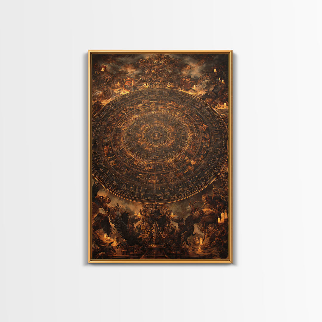 The Antique Spirit Board, Ornate Symbolist Art, Vertical Wall Art, Dark Halloween Decor, Framed Canvas Print, Halloween Wall Art