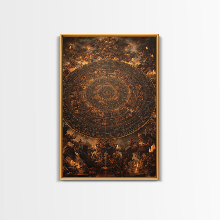 The Antique Spirit Board, Ornate Symbolist Art, Vertical Wall Art, Dark Halloween Decor, Framed Canvas Print, Halloween Wall Art