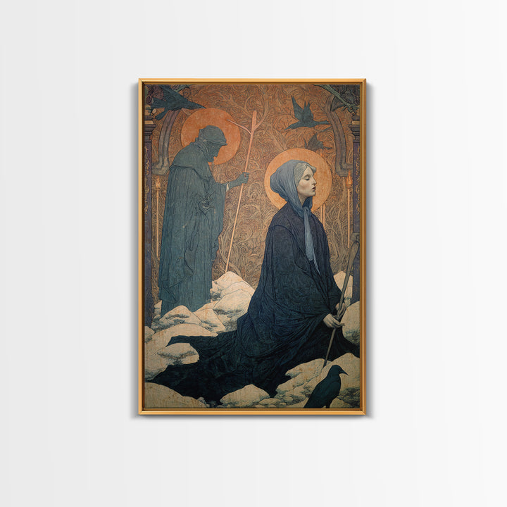 The Antique Spirit Board, Symbolist Death Art, Vertical Wall Art, Macabre Wall Art, Framed Canvas Print, Halloween Wall Art