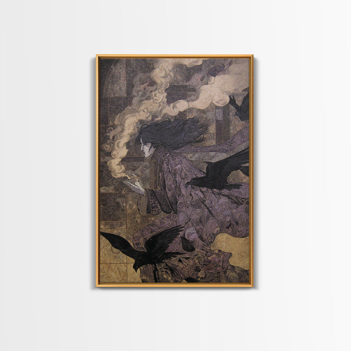 The Antique Spirit Board, Stained Glass Gothic Art, Vertical Wall Art, Dark Fantasy Wall Art, Canvas Print, Halloween Wall Art