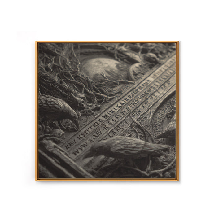 The Antique Spirit Board, Biomechanical Horror Art, Square Wall Art, Dark Fantasy Wall Art, Framed Canvas Print, Halloween Wall Art