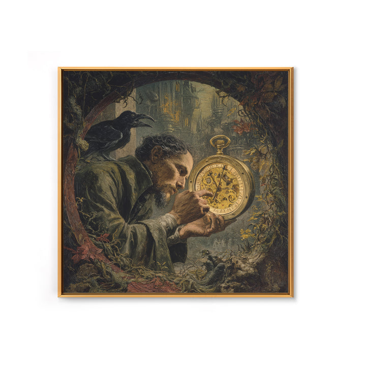 The Cursed Pocket Watch, Dark Renaissance Art, Square Wall Art, Dark Fantasy Wall Art, Canvas Print, Halloween Wall Art
