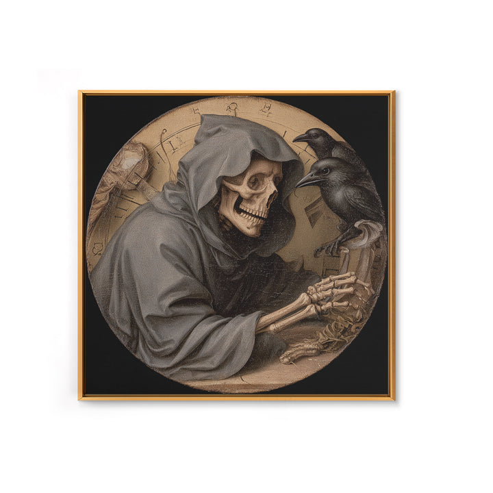 The Cursed Pocket Watch, Danse Macabre Art, Square Wall Art, Macabre Wall Art, Framed Canvas Print, Halloween Wall Art