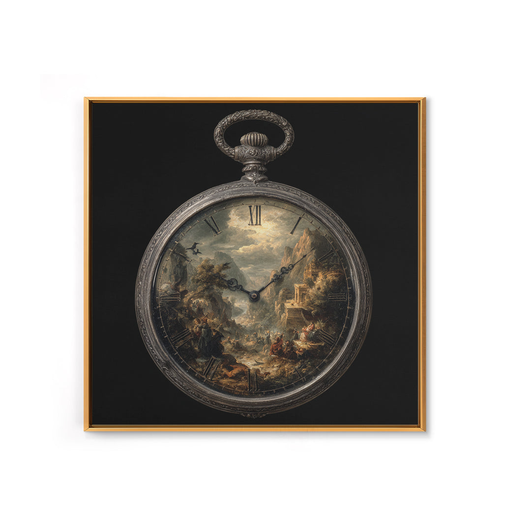 The Cursed Pocket Watch, Baroque Witchcraft Art, Square Wall Art, Dark Halloween Decor, Canvas Print, Halloween Wall Art