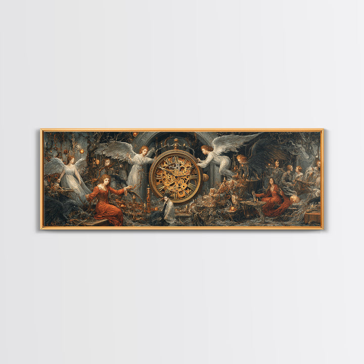 The Cursed Pocket Watch, Visionary Gothic Art, Extra Wide Wall Art, Gothic Horror Wall Art, Canvas Print, Halloween Wall Art