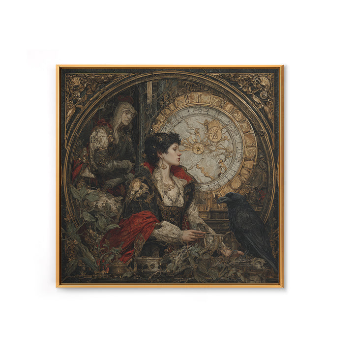 The Cursed Pocket Watch, Ornate Symbolist Art, Square Wall Art, Gothic Horror Wall Art, Framed Canvas Print, Halloween Wall Art
