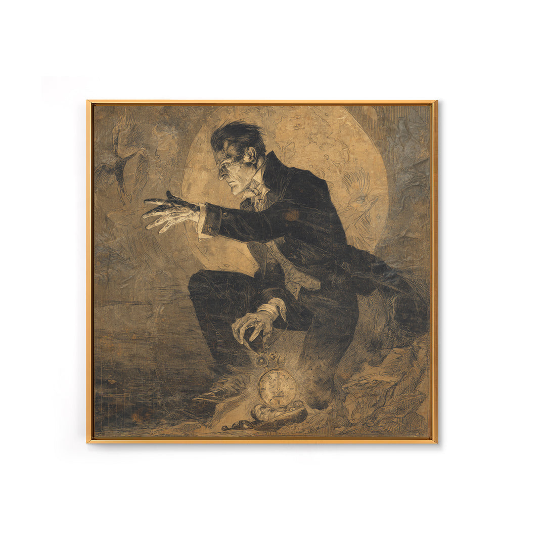 The Cursed Pocket Watch, Decadent Gothic Art, Square Wall Art, Dark Fantasy Wall Art, Framed Canvas Print, Halloween Wall Art