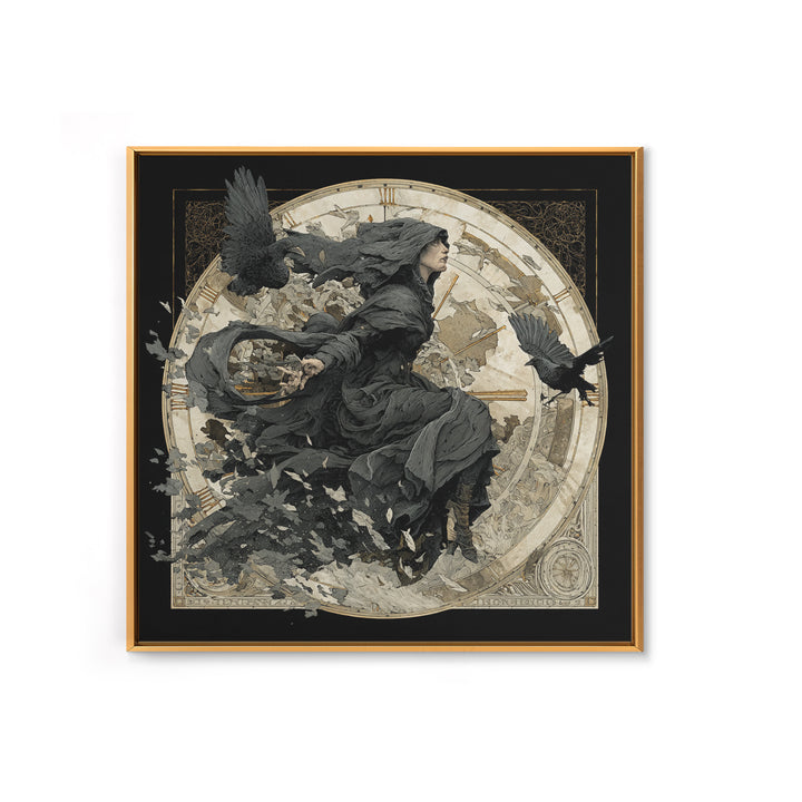 The Cursed Pocket Watch, Symbolist Death Art, Square Wall Art, Dark Halloween Decor, Canvas Print, Halloween Wall Art