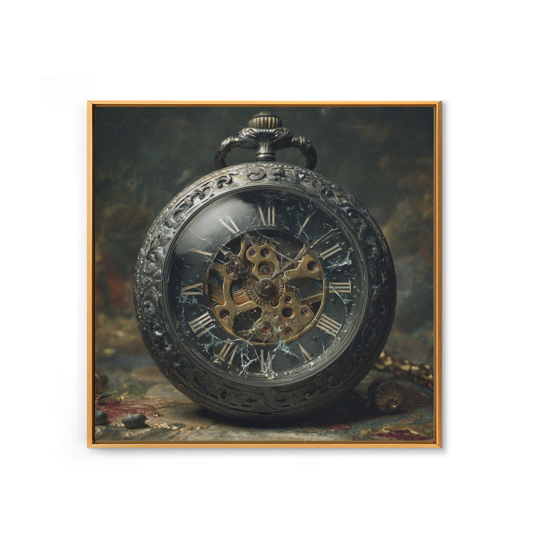 The Cursed Pocket Watch, Dark Symbolist Art, Square Wall Art, Dark Fantasy Wall Art, Framed Canvas Print, Halloween Wall Art