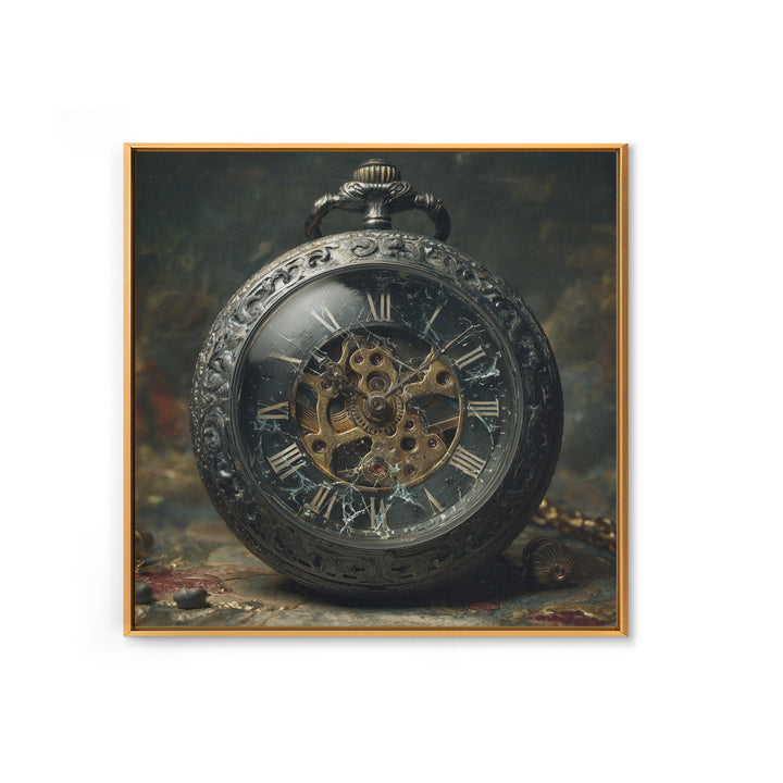 The Cursed Pocket Watch, Dark Symbolist Art, Square Wall Art, Dark Fantasy Wall Art, Framed Canvas Print, Halloween Wall Art